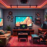 cozy retro gaming atmosphere