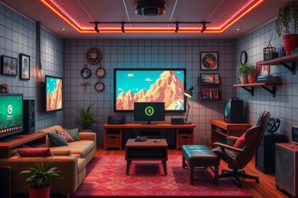 cozy retro gaming atmosphere