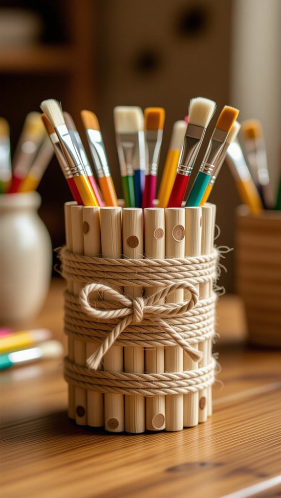rustic stick pencil holder