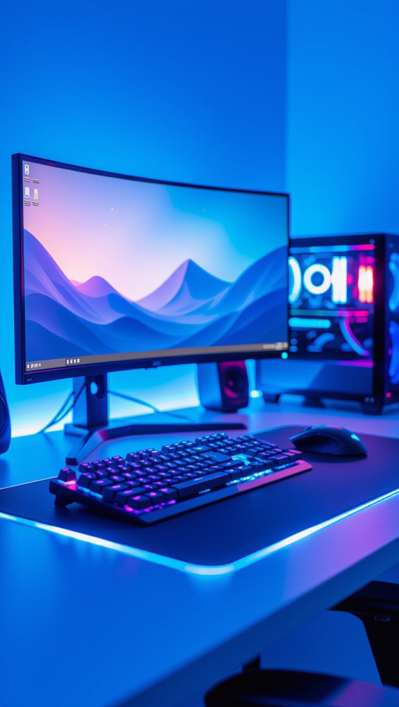 blue rgb gaming setup