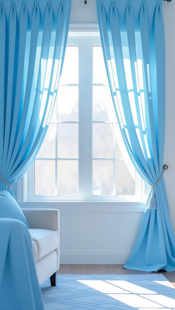 calm azure blue curtains