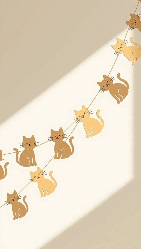 cat themed paper garland crafting