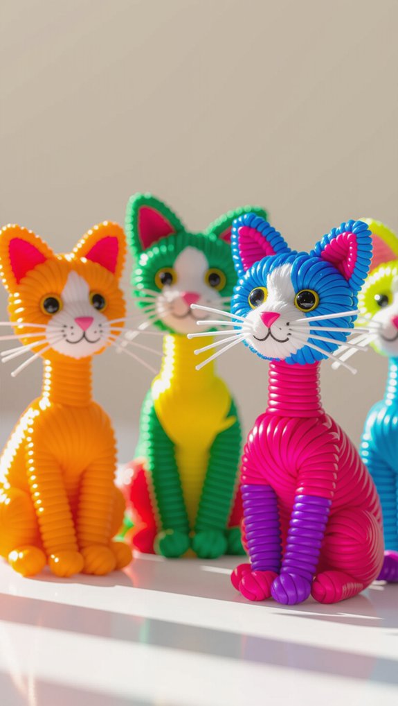 colorful bendable cat sculptures