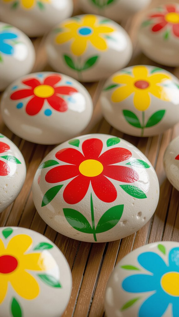 colorful rock flower painting