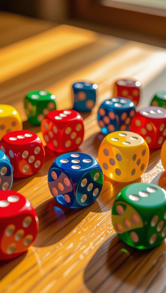 colorful story element dice