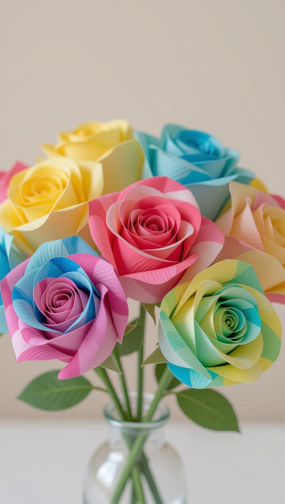 colorful tie dye paper roses