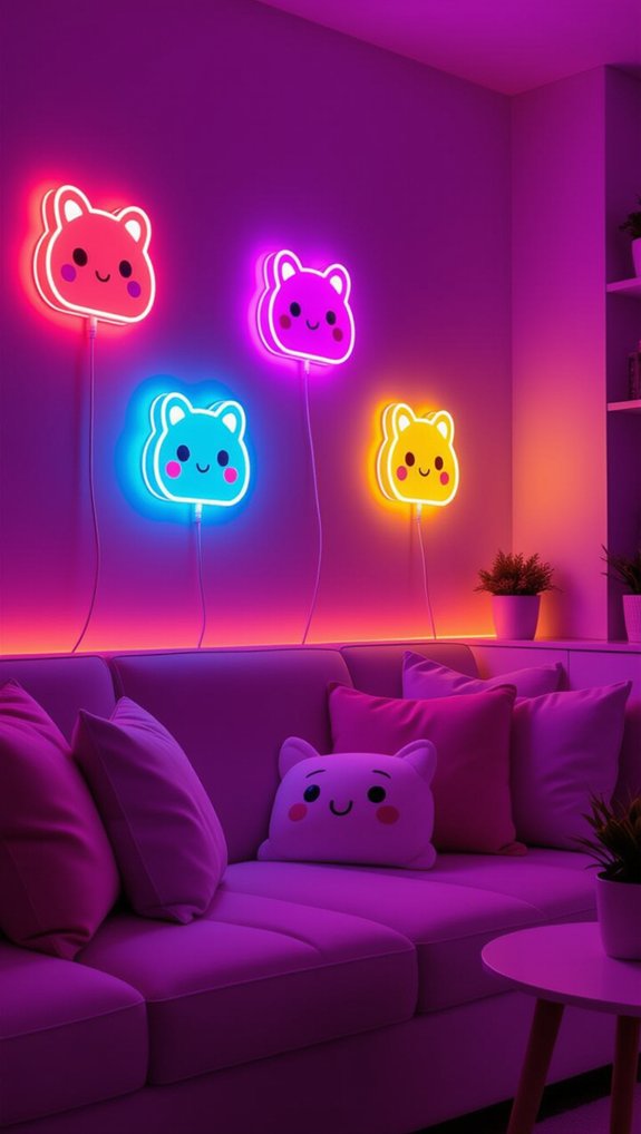 cute neon gaming decor