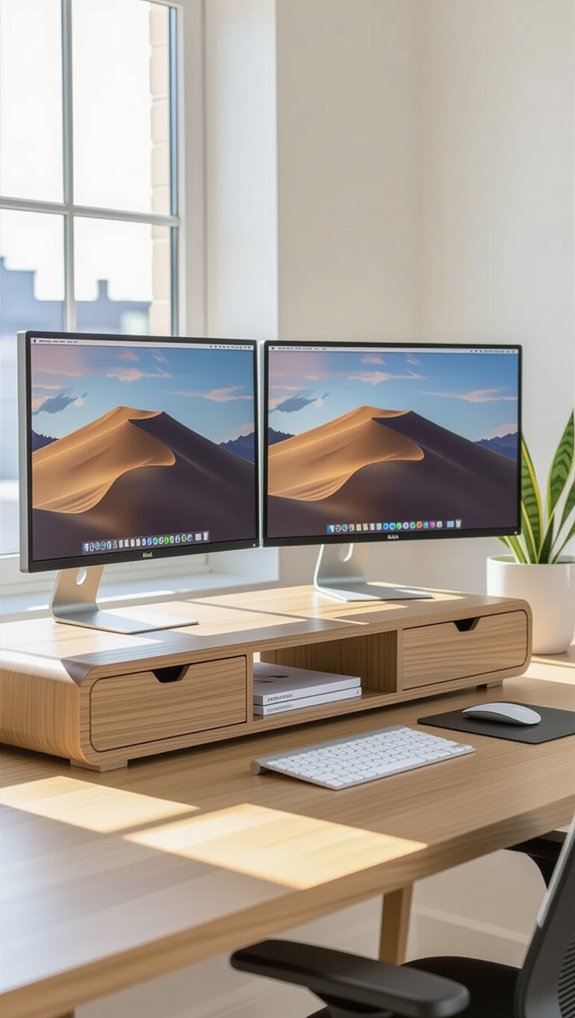 ergonomic monitor stand organization