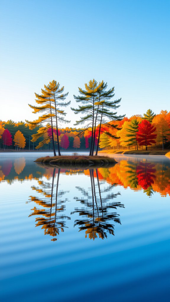 fall tree reflection painting