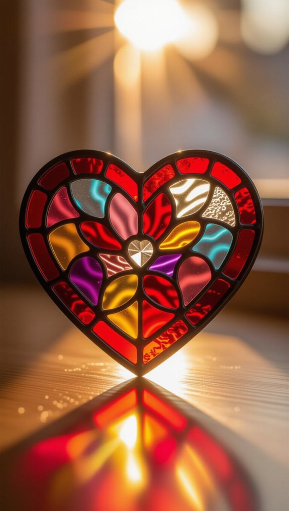 faux stained glass hearts
