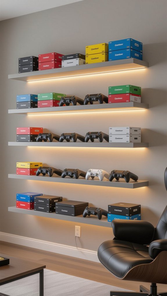 floating shelves for games
