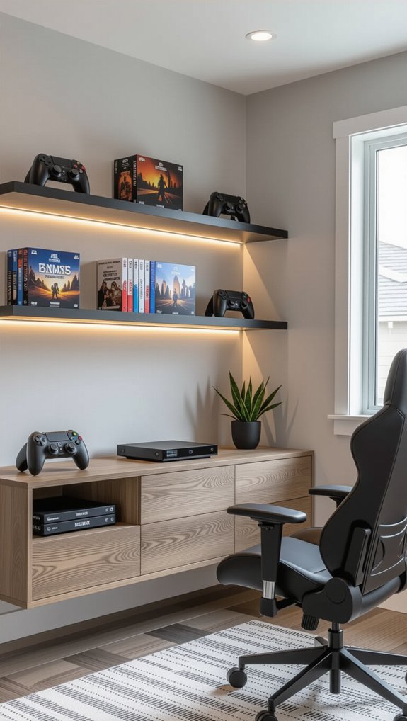 floating shelves for games