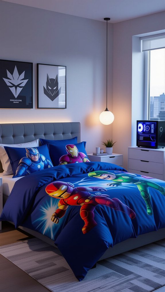 gaming character themed bedding
