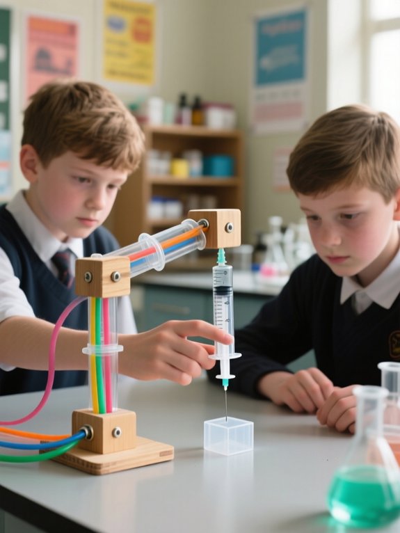 hydraulic arms demonstrate fluid mechanics