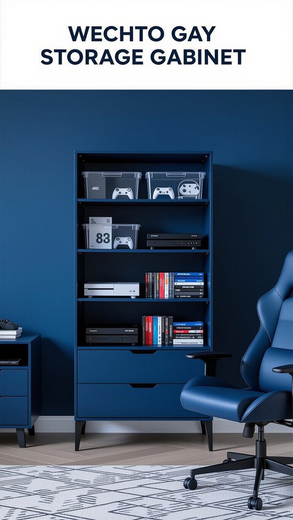 indigo cabinet enhances organization