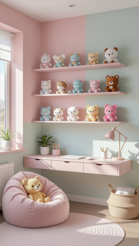 kawaii collectibles floating shelves