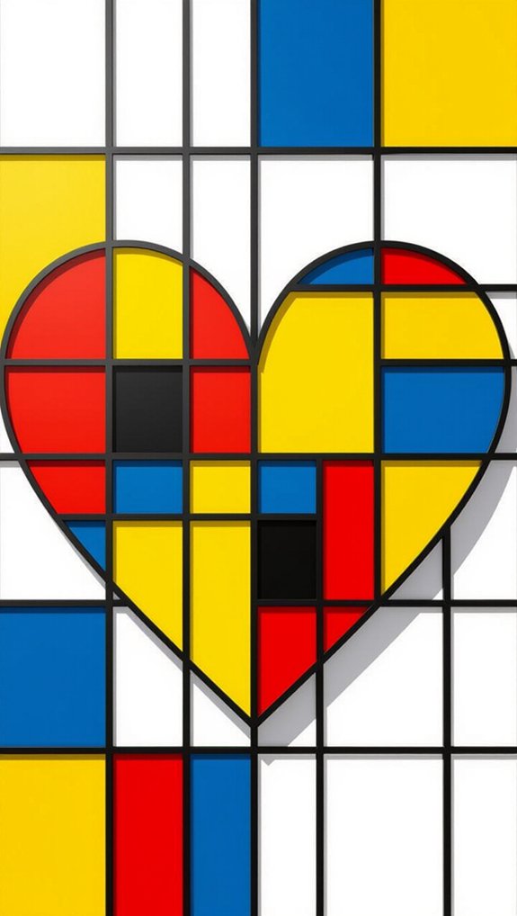 mondrian inspired heart art