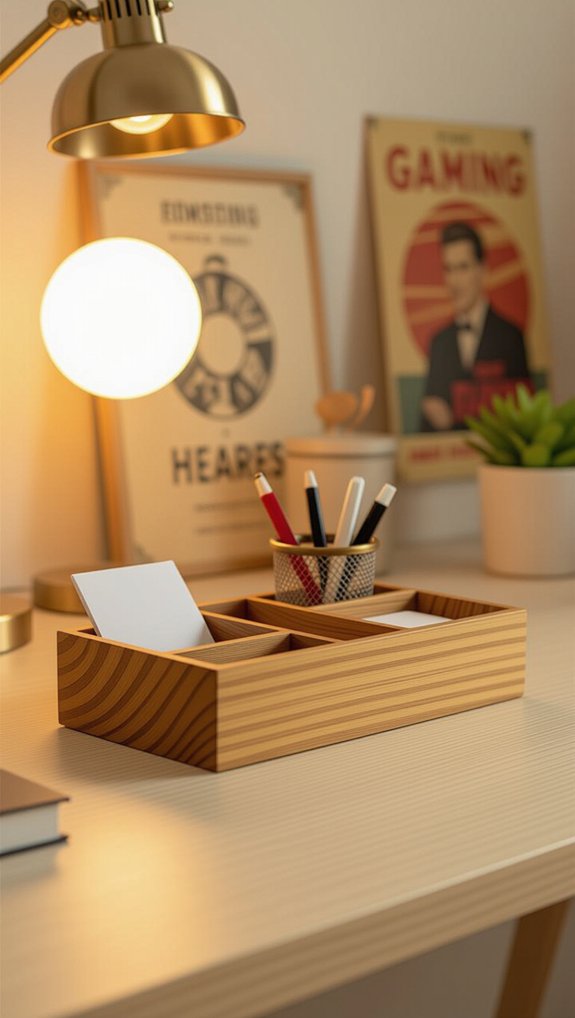 natural wooden desk organizer