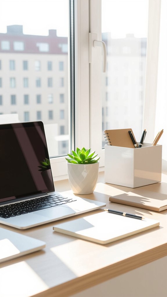 organize workspace each morning