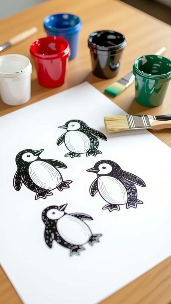 penguin footprint painting activity