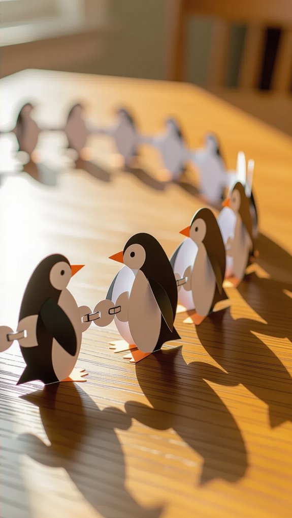 penguin paper chain craft