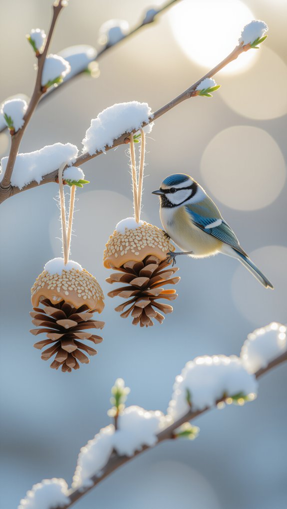 pinecone bird feeders project