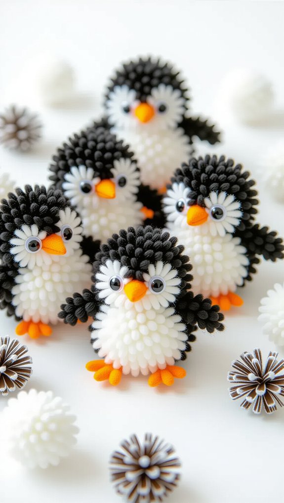 pom pom penguin craft project