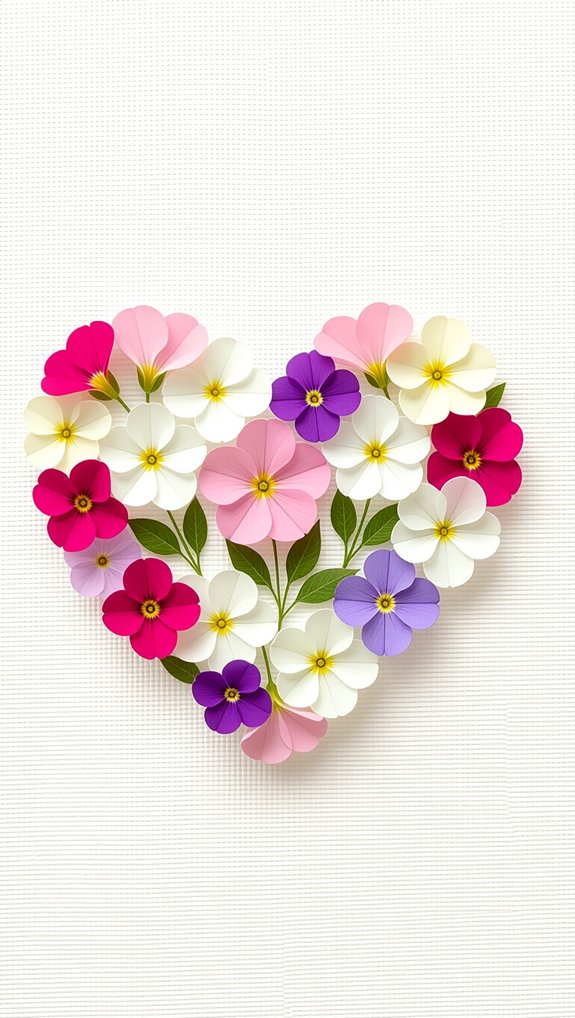 pressed flower heart art