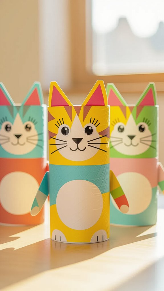 recycled cat puppet crafting