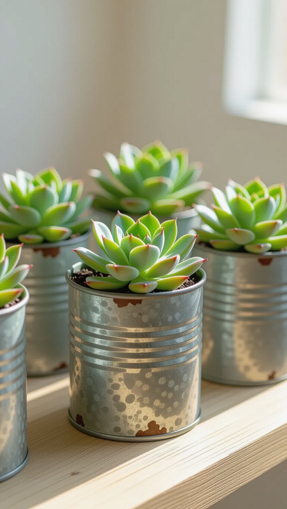 recycled tin can planters