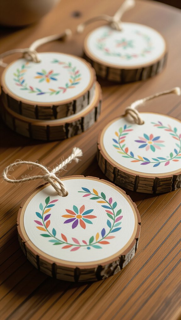 rustic hand painted wood ornaments