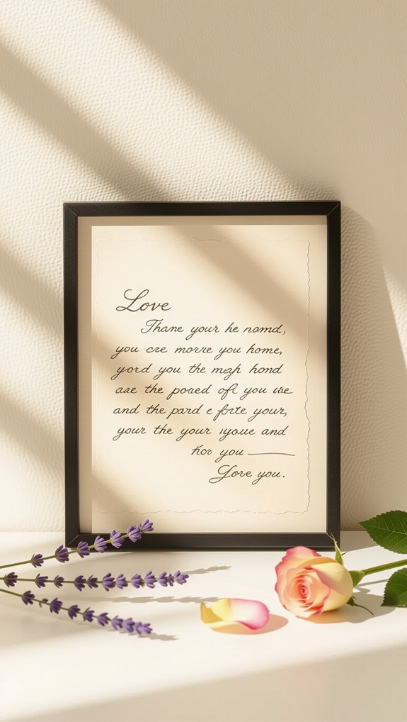 sentimental framed love letters