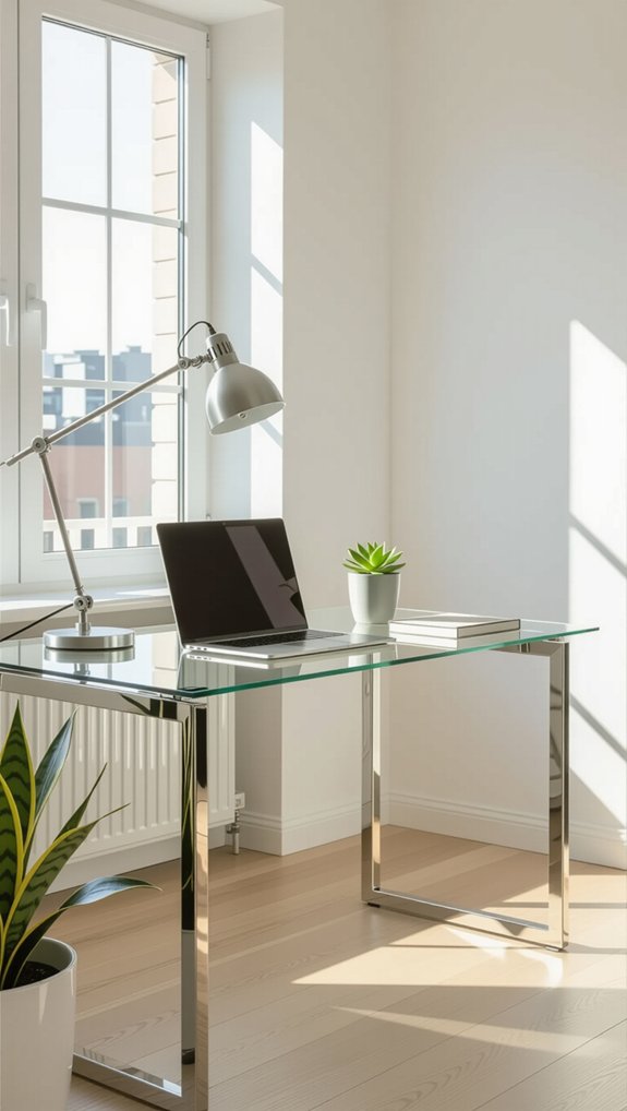 sleek glass desk design