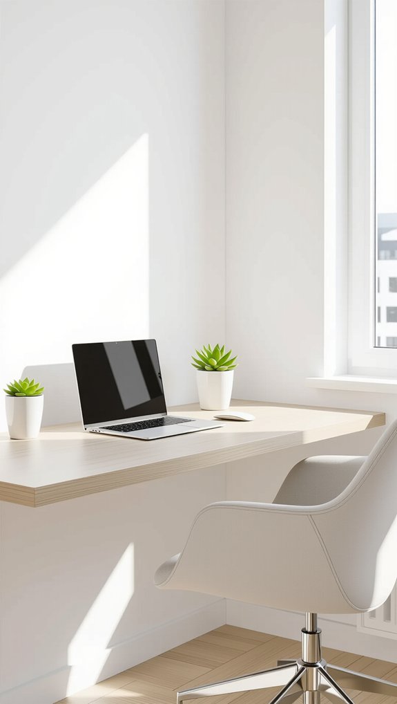 space saving floating wall desk