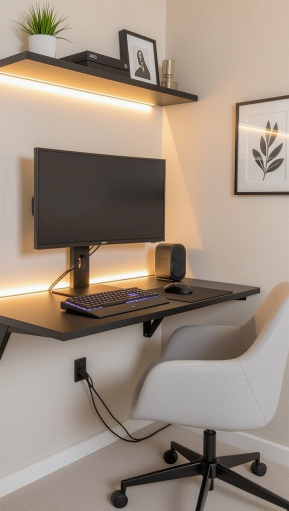 space saving gaming desk design