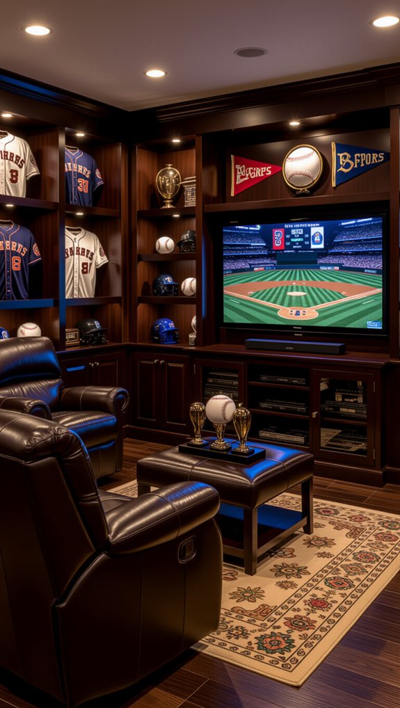 sports memorabilia display room