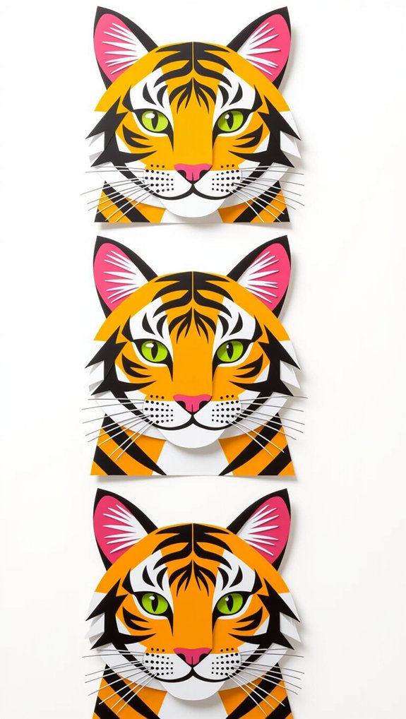 striped tiger cat collage