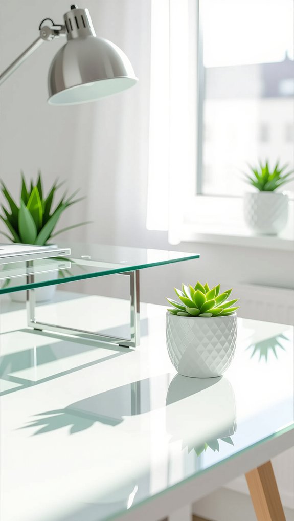 stylish airy glass desk