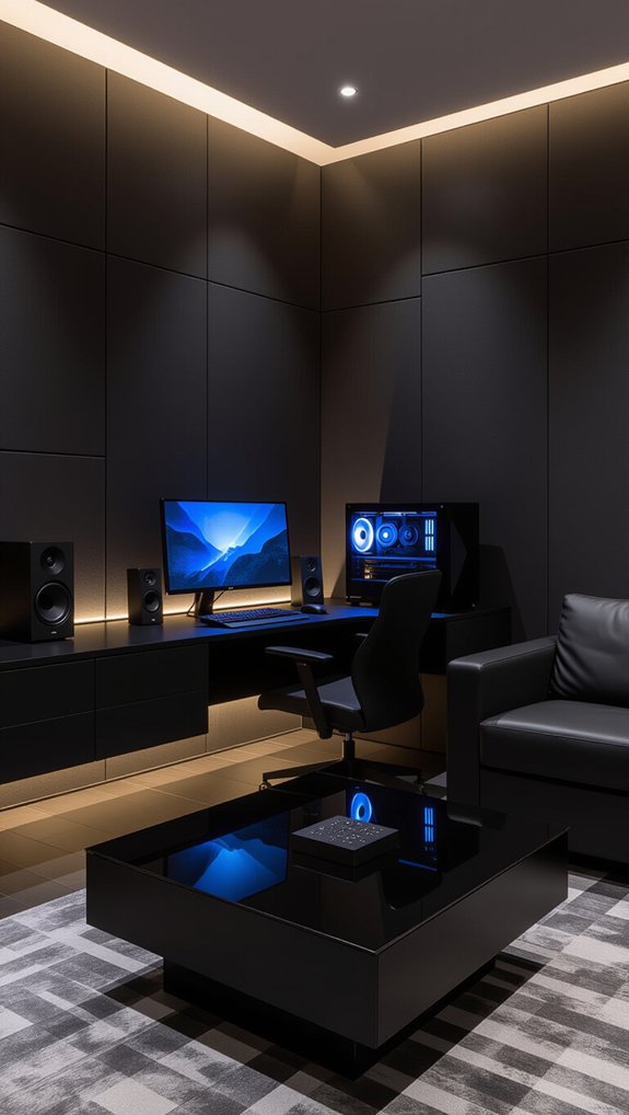 stylish monochromatic game room