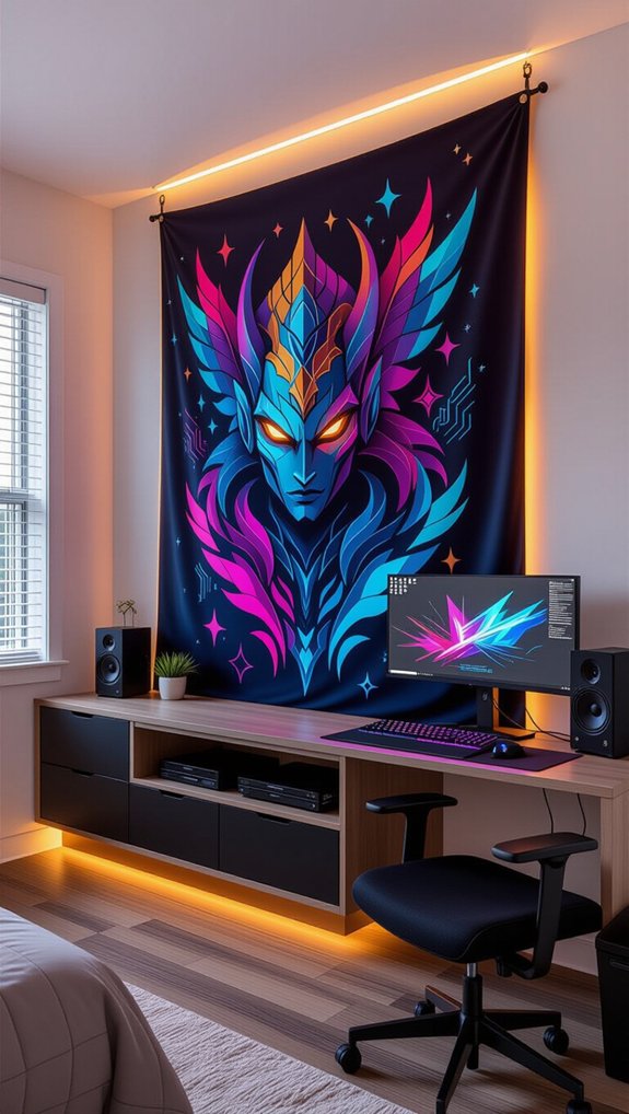 vibrant gaming wall tapestry