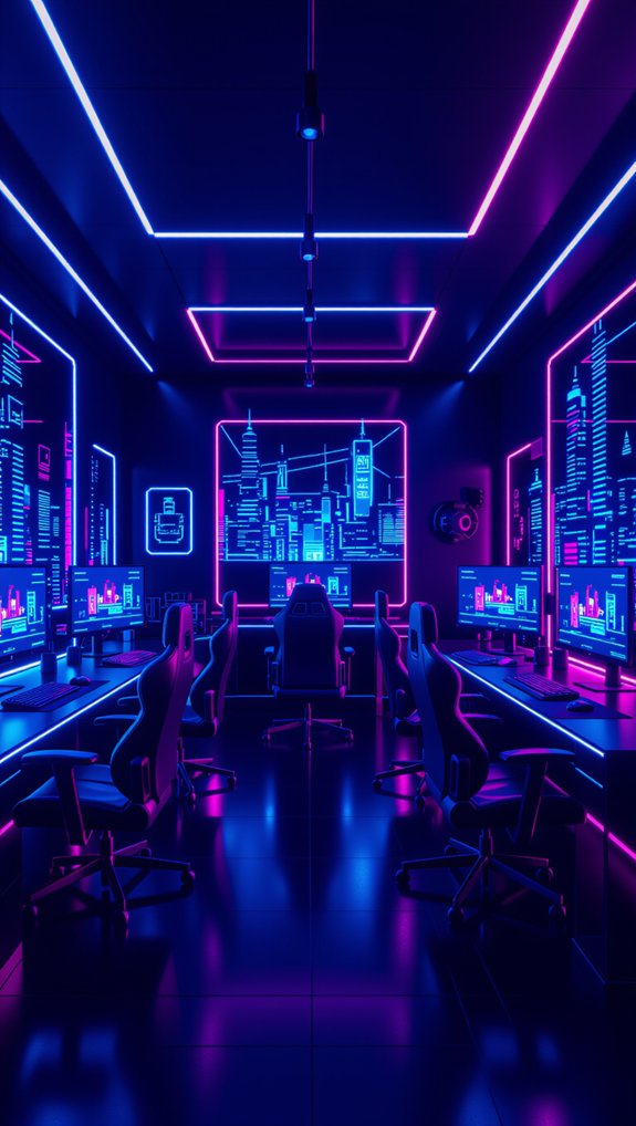 vibrant neon gaming oasis