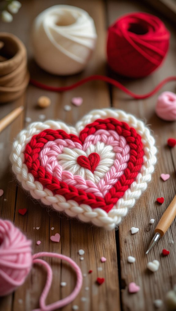 yarn heart collage decorations