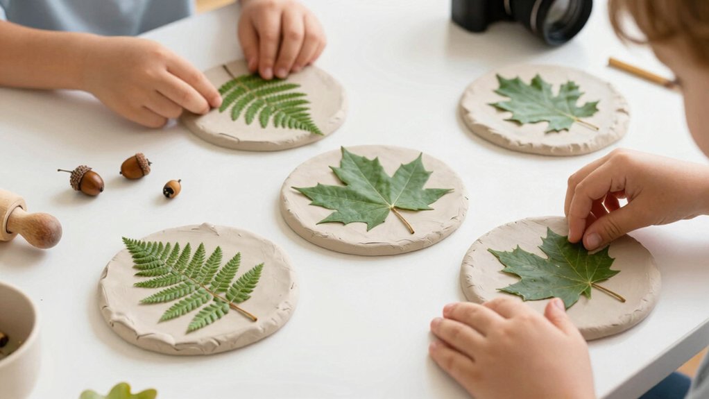 leaf impressions with clay