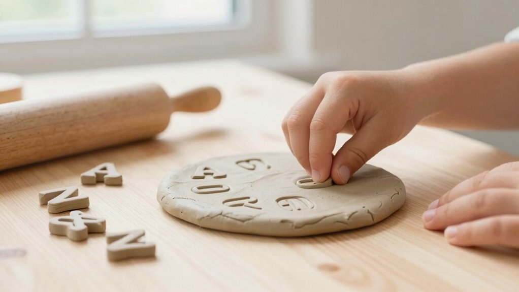 stamping clay for literacy