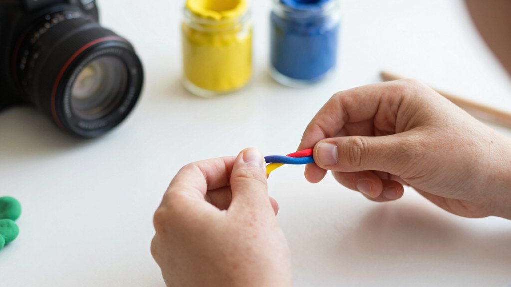 twisting and braiding clay