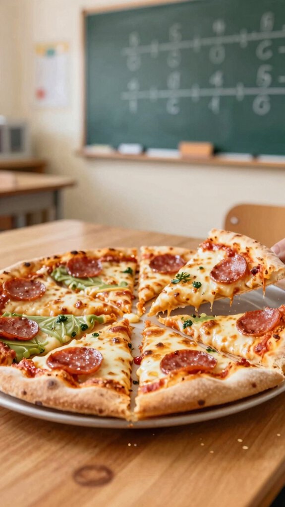 pizza fractions using slice labels