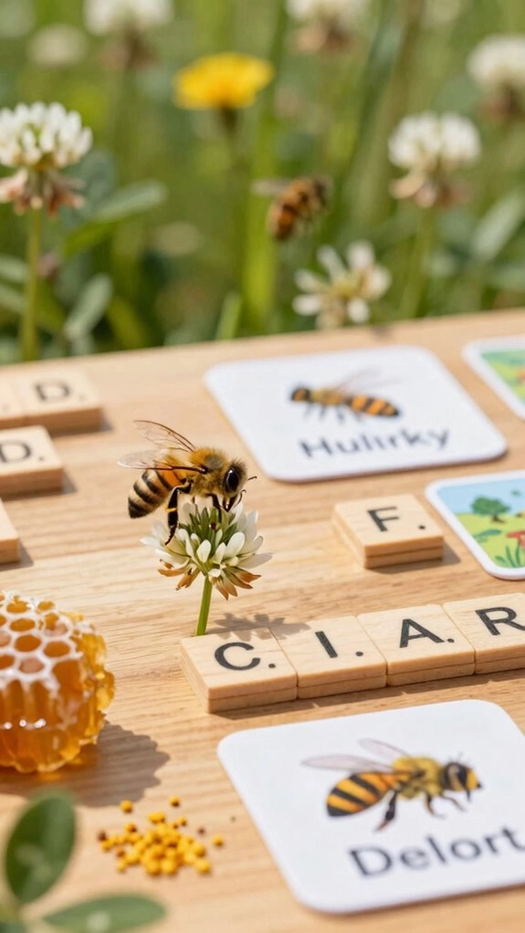 bee themed alphabet and vocabulary games