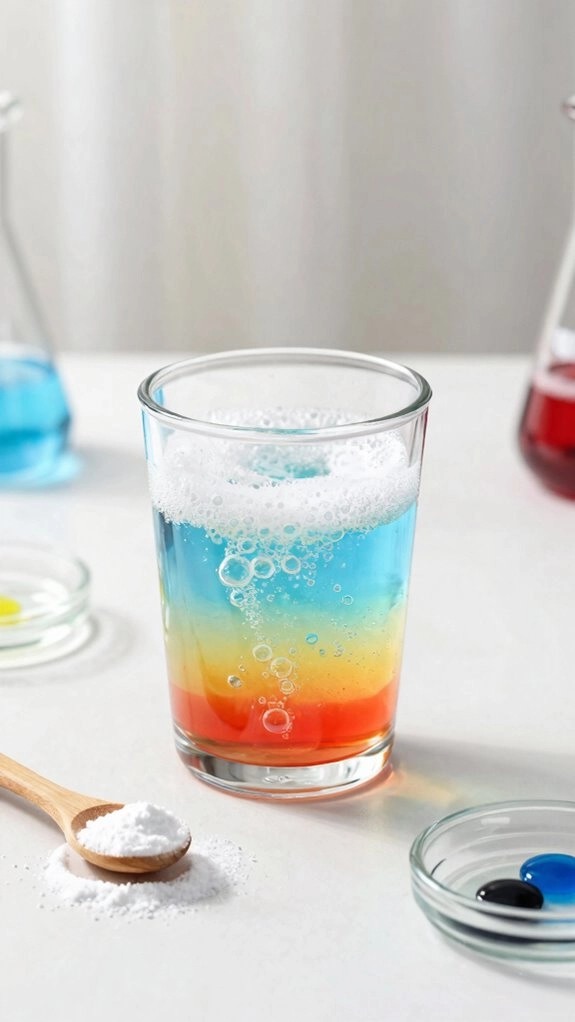 colorful baking soda vinegar fizz