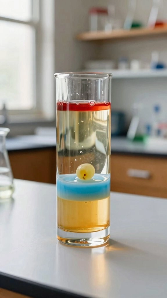 layered liquid density experiment