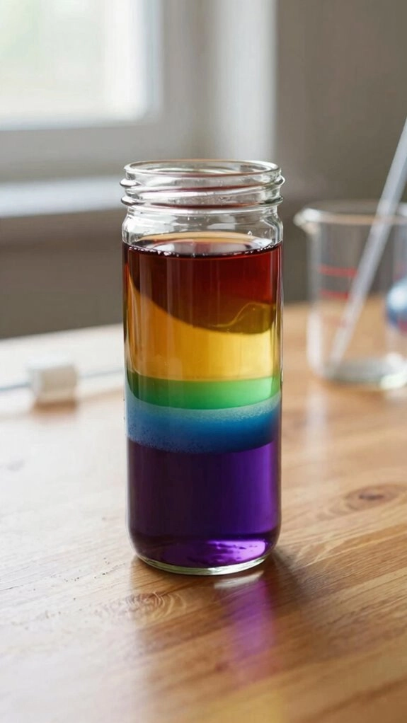 layering rainbow liquid bands